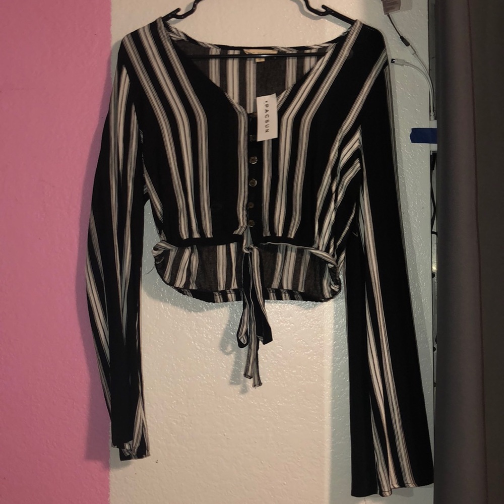 Brand new long sleeved, striped crop top